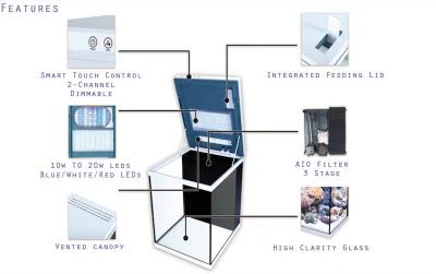 JBJ Aquarium - 15 GALLON WHITE CUBEY MIDSIZE ALL IN ONE TANK - Nestor' Aquariums & Pets