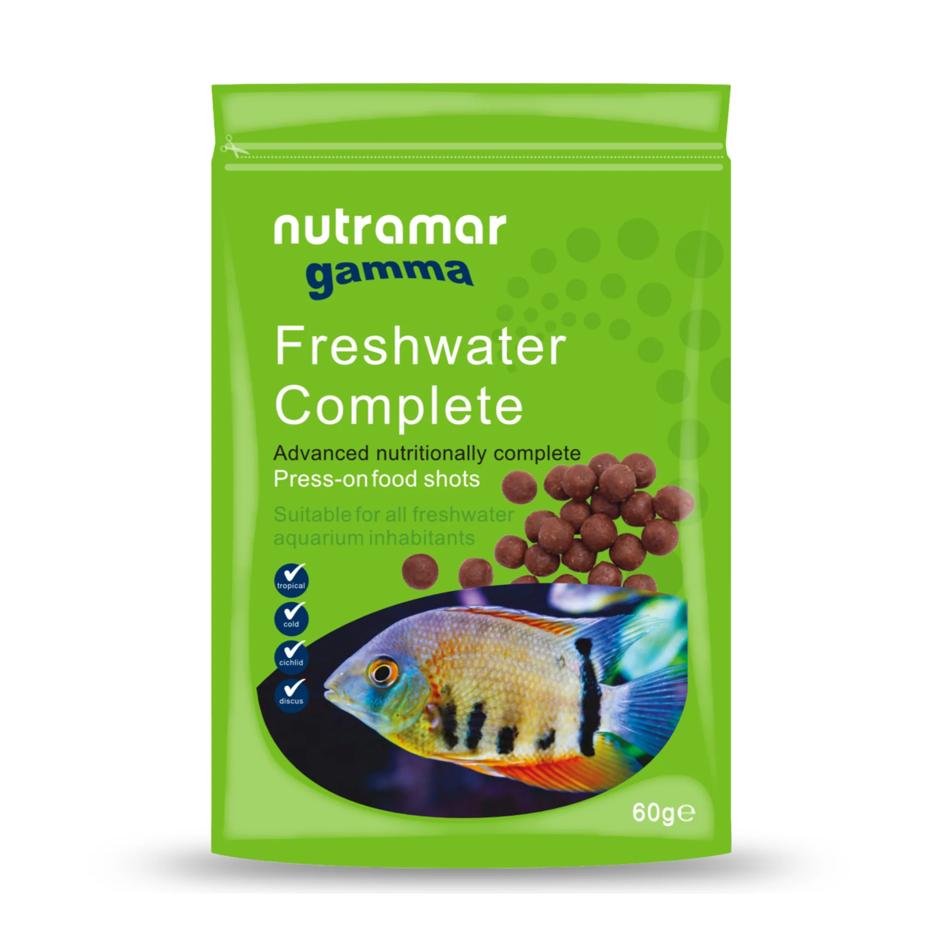 Nutramar Freshwater Complete Shots - Complete Nutrition for Freshwater Fish (12mm / 60g) - Nestor' Aquariums & Pets