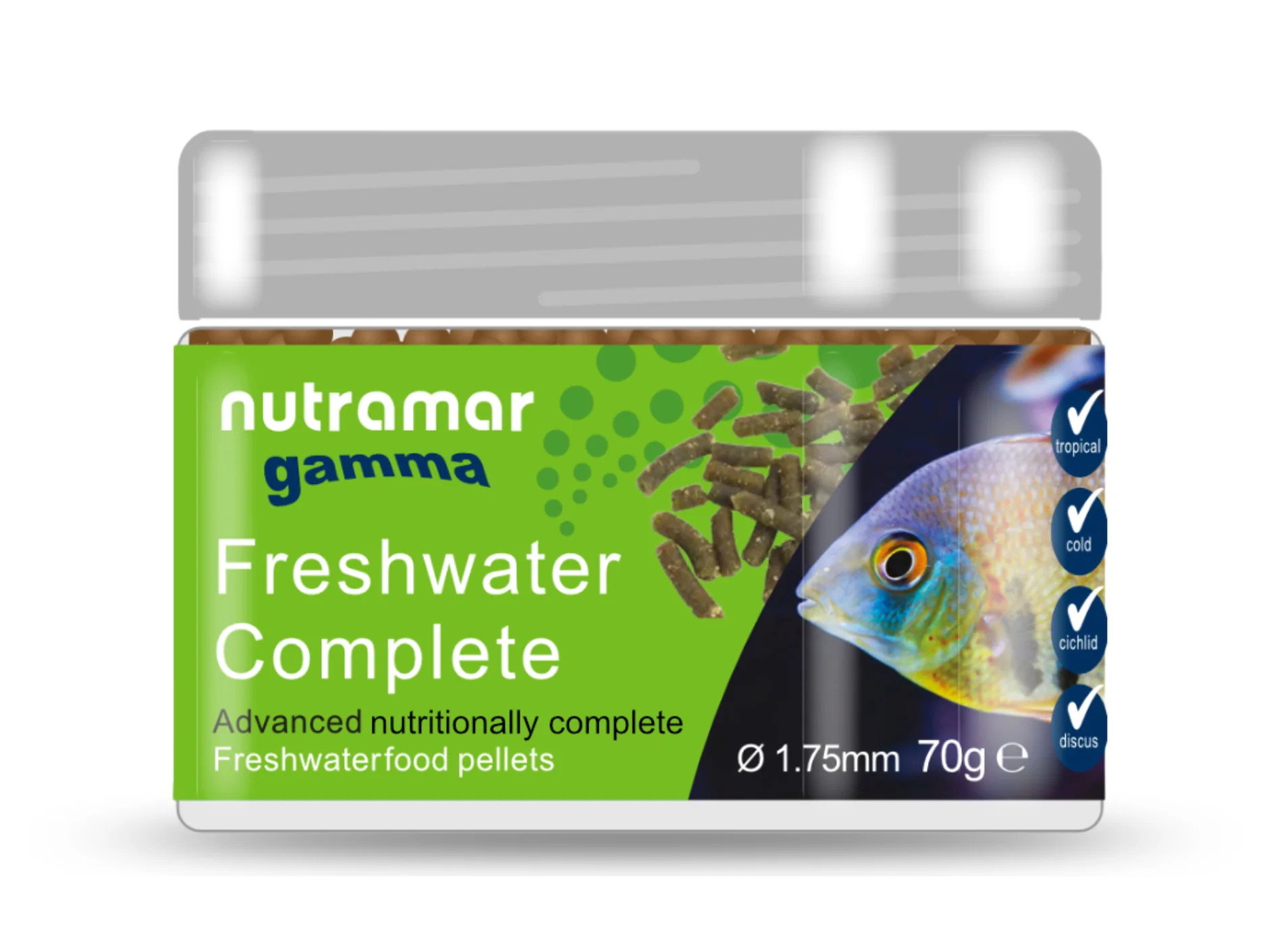 Nutramar Freshwater Complete Pellet - Nutrient-Rich Diet for Freshwater Fish (1.75mm / 70g) - Nestor' Aquariums & Pets